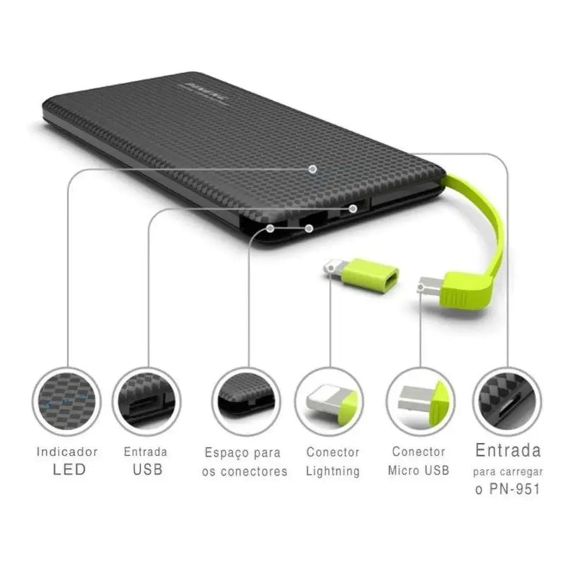 Carregador portátil Pineng Power Bank 10.000m Ah